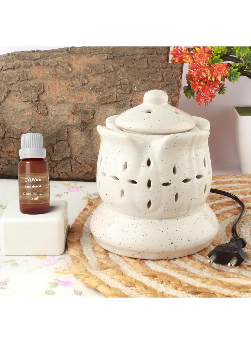 DECOVAA Aroma Electric Diffuser for Home Fragrance Aromatherapy Ceramic Diffuser Set Aroma Oil Diffuser Wax Burner Wax Warmer for Home Fragrance with 10 ml Aroma Oil Sandal Fragrance