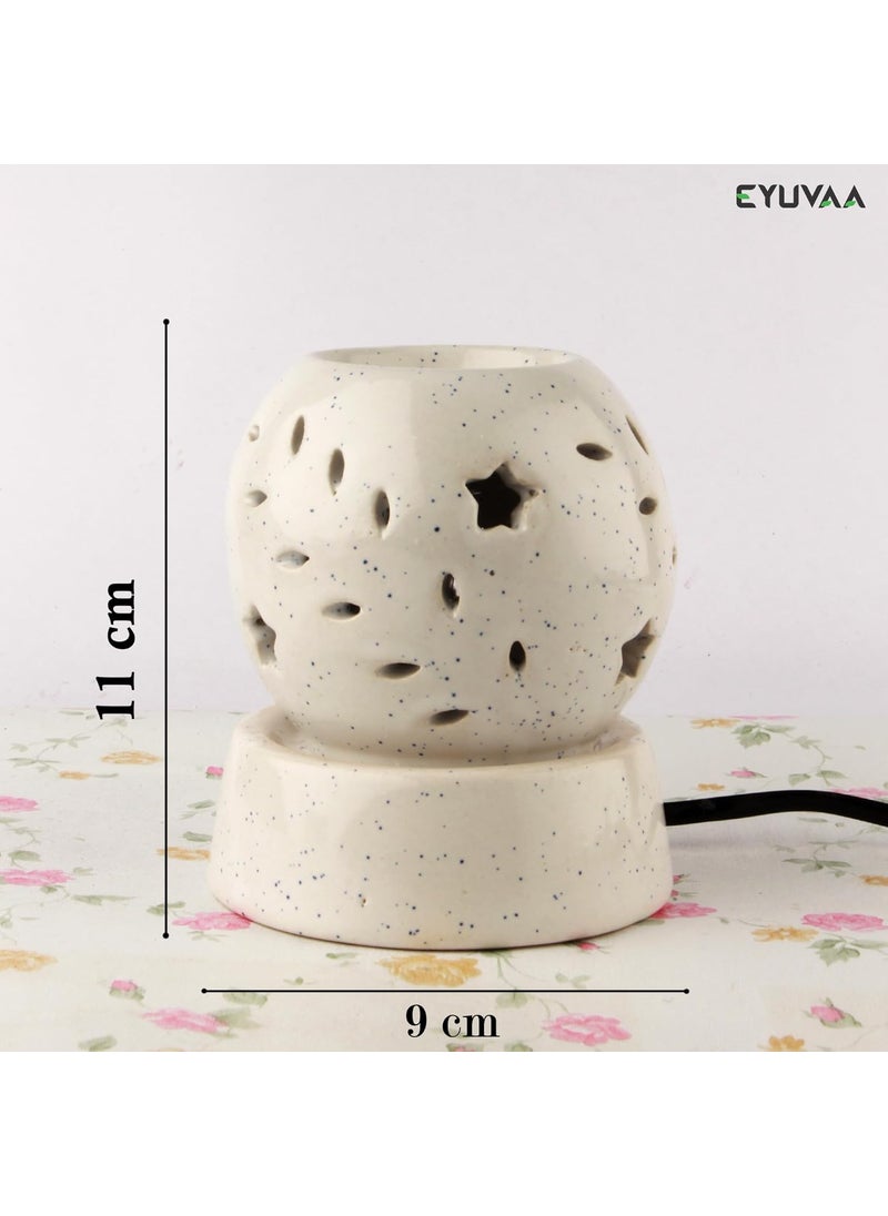 DECOVAA Electric StarShaped Aroma Diffuser for Home Fragrance Night LampAromatherapy Ceramic DiffuserDiffuser Set for Room Fragrance with 10ml Essential Oil OffWhite Lavender Fragrance