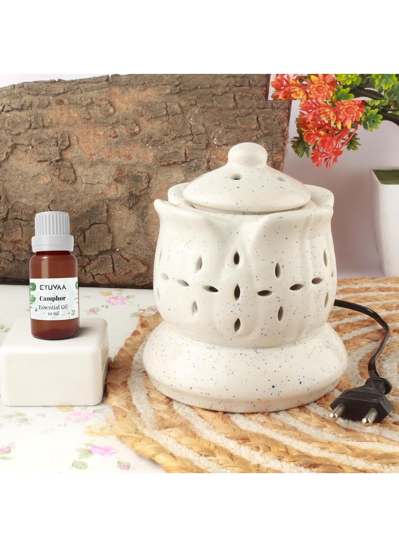 DECOVAA Aroma Electric Diffuser for Home Fragrance Aromatherapy Ceramic Diffuser Set Aroma Oil Diffuser Wax Burner Wax Warmer for Home Fragrance with 10 ml Aroma Oil Camphor Fragrance