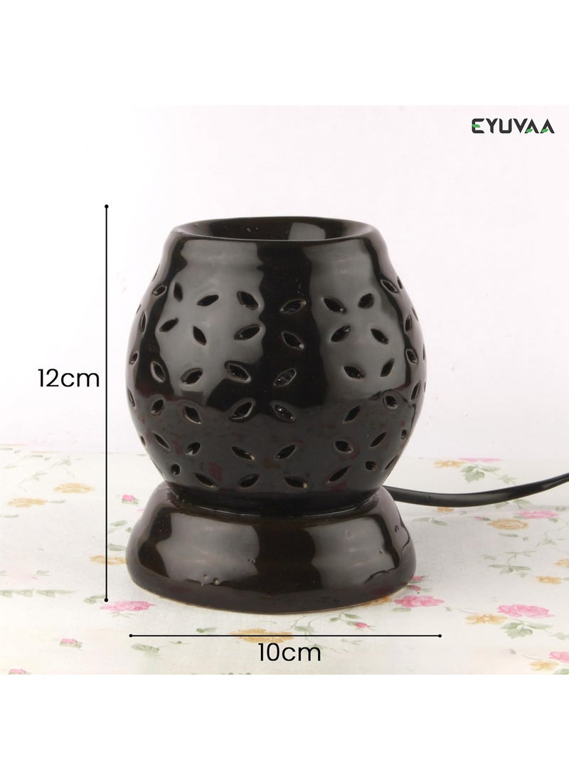 DECOVAA RoundShaped Electric Aroma Diffuser for Home Fragrance Aroma Burner for Aromatherapy Aroma Oil Burner Home Decor and Fragrance with 10ml Aroma Oils Rose Fragrance