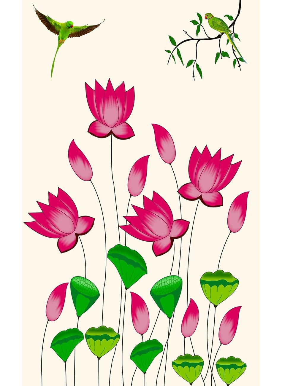 Dhara Elegant Lotus Backdrop 8ft x 5ft Premium Fabric Ideal for Pooja Religious Ceremonies and Home Decor Washable Fabric