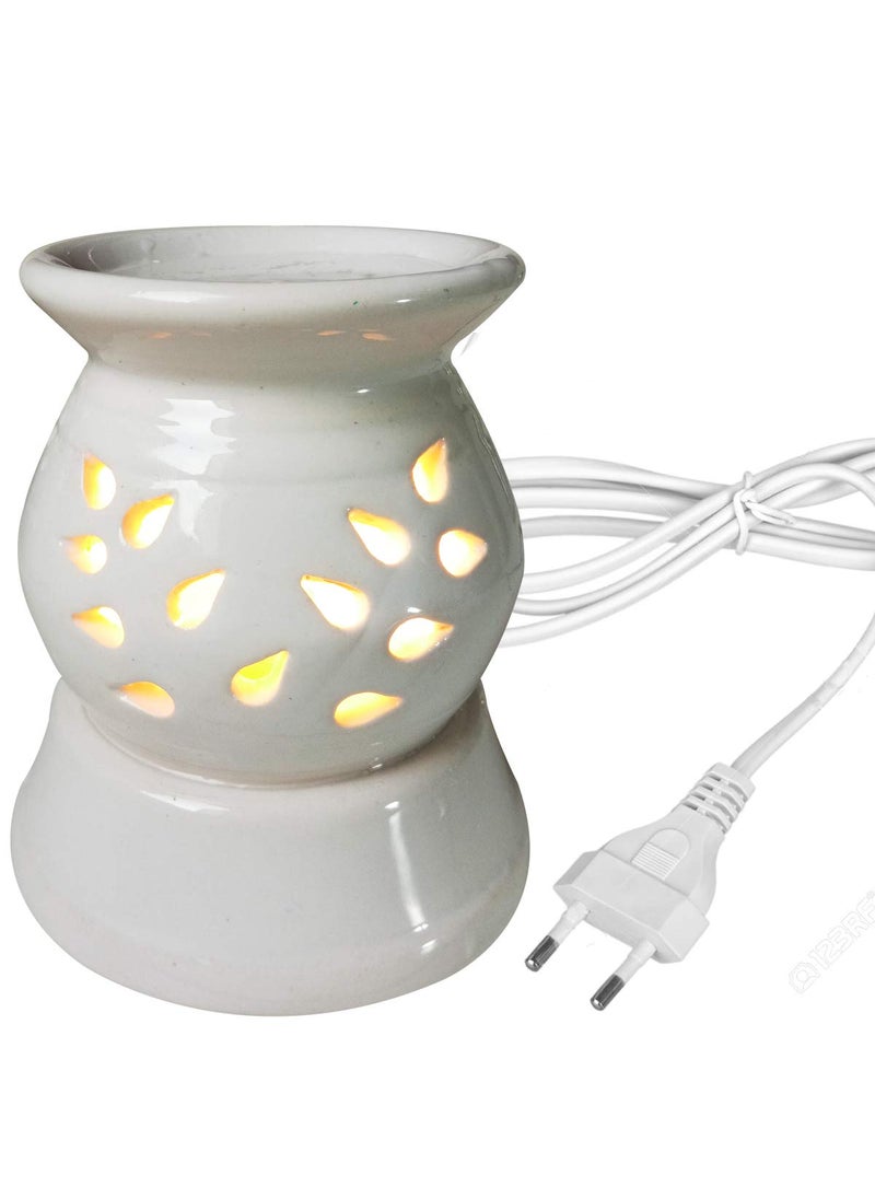 Luxantra Ceramic Electric Aroma Diffuser Night Lamp Light with 2 Sandalwood Aroma Oil 10ml Each for Home Office Hotel Spa