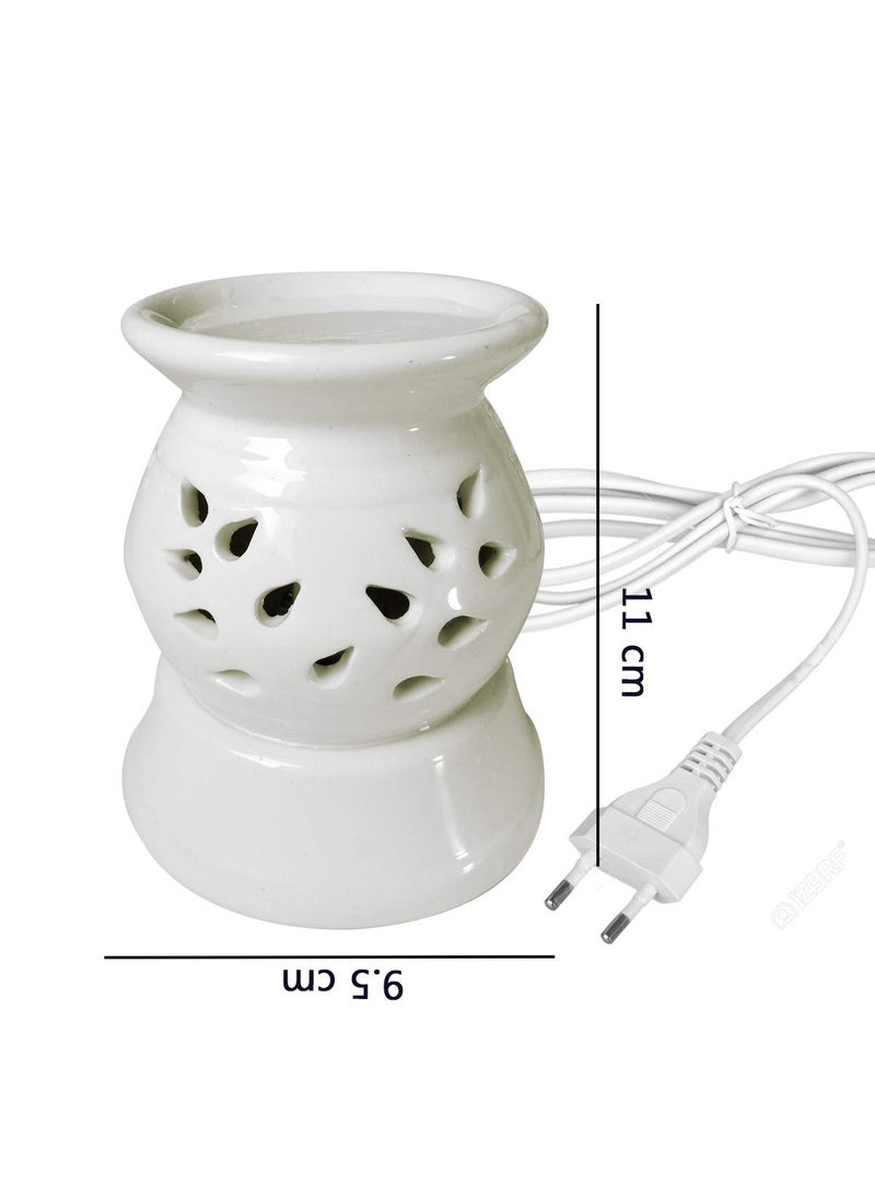 Luxantra Ceramic Electric Aroma Diffuser Night Lamp Light with 2 Sandalwood Aroma Oil 10ml Each for Home Office Hotel Spa