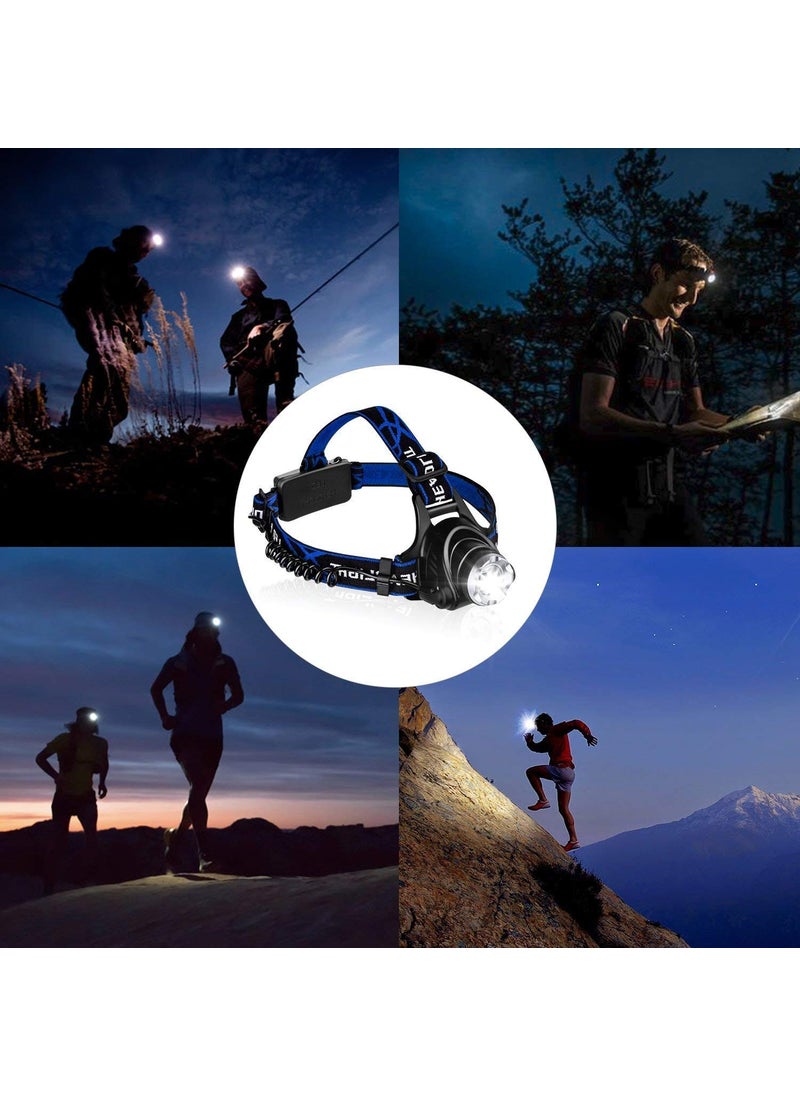 Wolblix Waterproof Zoomable with Rechargeable Batteries Wall Charger 3 Modes Bright LED Headlights