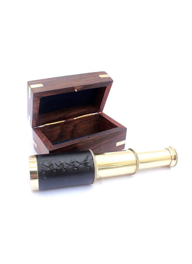 REGAL SURVEY 6 Nautical Handheld Pirate Brass Telescope with Anchor on Wooden Box