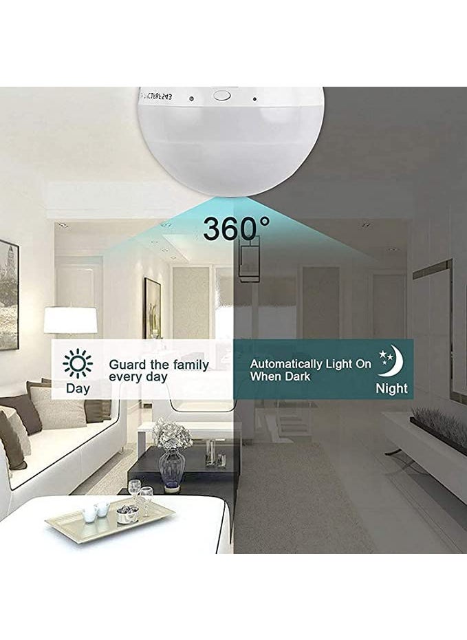 Favone PanoramicWireless WiFi Ultra HD 1080p CCTV Camera Security Spy Bulb Camera Shape 2 Way Audio Inbuilt MicSpeaker Motion Detection Camera Upto 64GB Card Supports