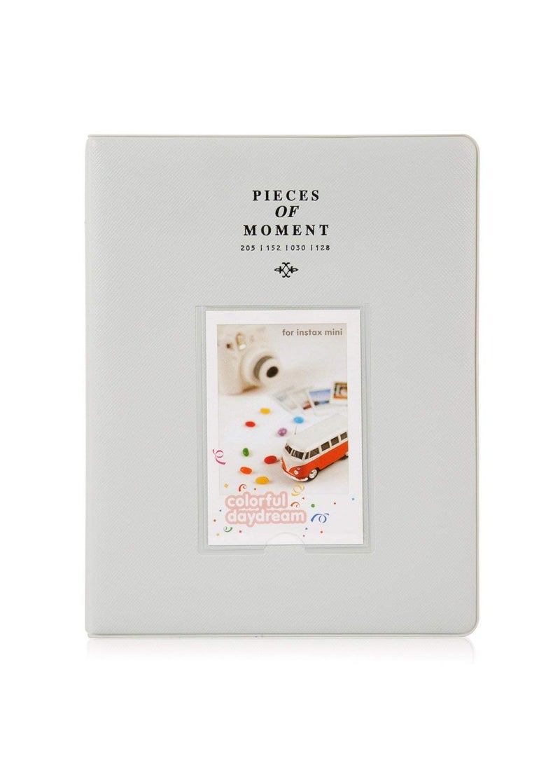 ZIKKON 128 Pockets Photo Album for Fujifilm Instax Mini 12 11 9 8 90 99 Evo Liplay Instant CameraMini Link Printer Polaroid Snap Touch PIC300 Z2300 Mint Zip Instant Camera PrinterSmoky white