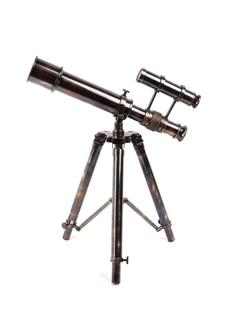 Ximdeco Handmade Nautical Floor Standing Vintage Style Brass Marine Telescope with Wooden Tripod Stand Showpiece Full Antique
