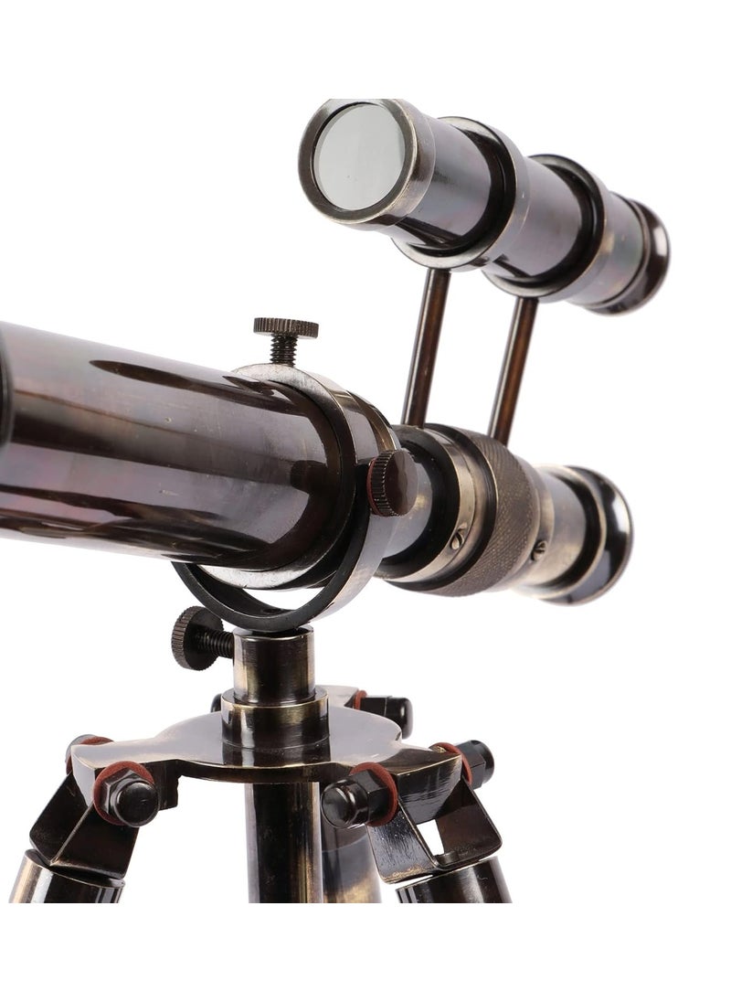 Ximdeco Handmade Nautical Floor Standing Vintage Style Brass Marine Telescope with Wooden Tripod Stand Showpiece Full Antique