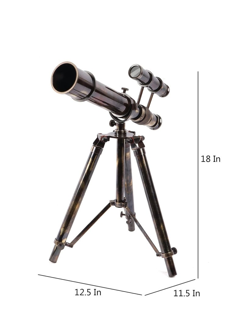 Ximdeco Handmade Nautical Floor Standing Vintage Style Brass Marine Telescope with Wooden Tripod Stand Showpiece Full Antique
