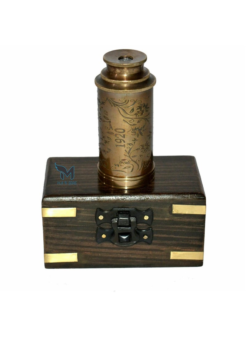 MA SONS Collectible Antique Vintage Brass 6 Maritime Telescope with Wooden Box