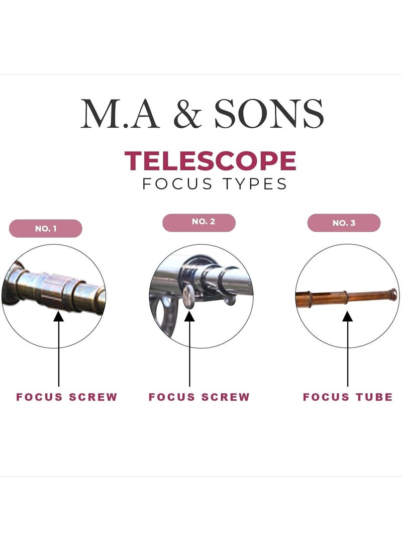 MA SONS Vintage Brass Telescope with Tripod Stand Antique Finish Vintage Nautical