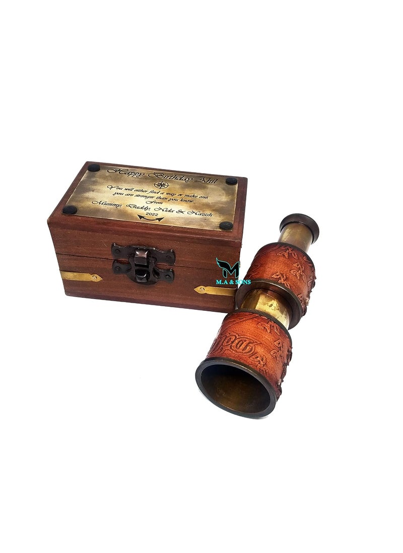 MA SONS 5 Brass Dollond London 1920 Telescope with Wooden Box Personalized Available