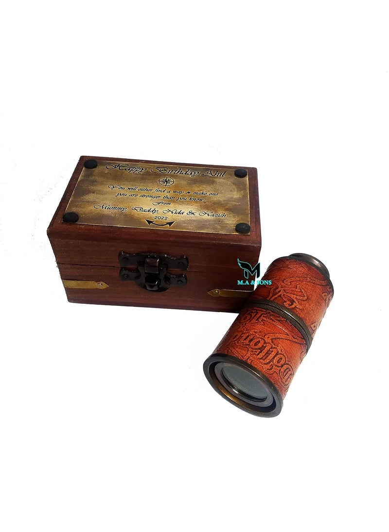 MA SONS 5 Brass Dollond London 1920 Telescope with Wooden Box Personalized Available