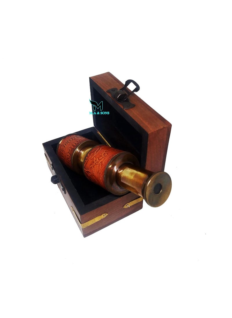 MA SONS 5 Brass Dollond London 1920 Telescope with Wooden Box Personalized Available