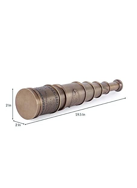 Ximdeco Nautical Brass Antique Vintage Style Opticals Telescope Lens 195 Inches with Wooden Sheesham Box