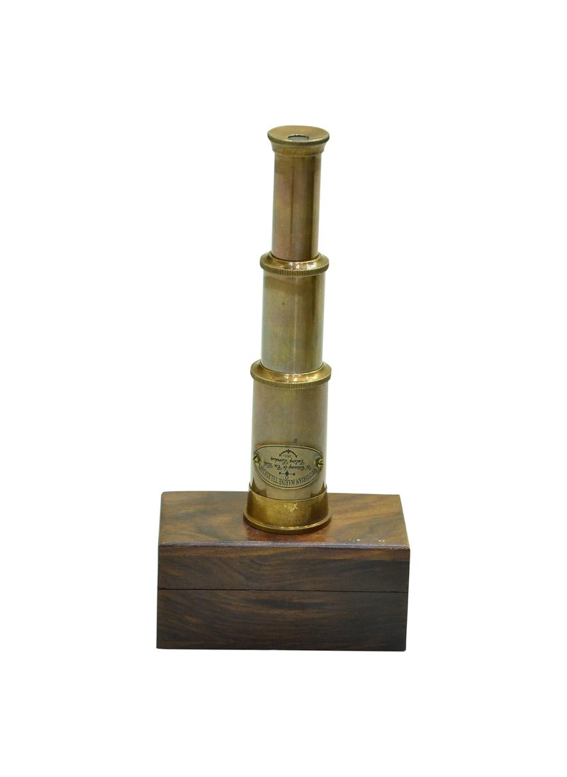 Blue Globe 6 Brass Spyglass Telescope with Wooden Box Best for Gift Vintage Monocular for Navigation Voyage View Watching Games Travel Hiking Hunting Nautical Dcor Export
