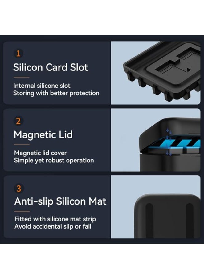 TELESIN 3 Slots Storage Charger Box For GoPro HERO13 Black | Charging Case with Type-C Cable Batteries Carry Case Fully Compatible with Original GoPro 13 Battery