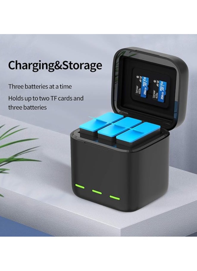 TELESIN 3 Slots Storage Charger Box For GoPro HERO13 Black | Charging Case with Type-C Cable Batteries Carry Case Fully Compatible with Original GoPro 13 Battery