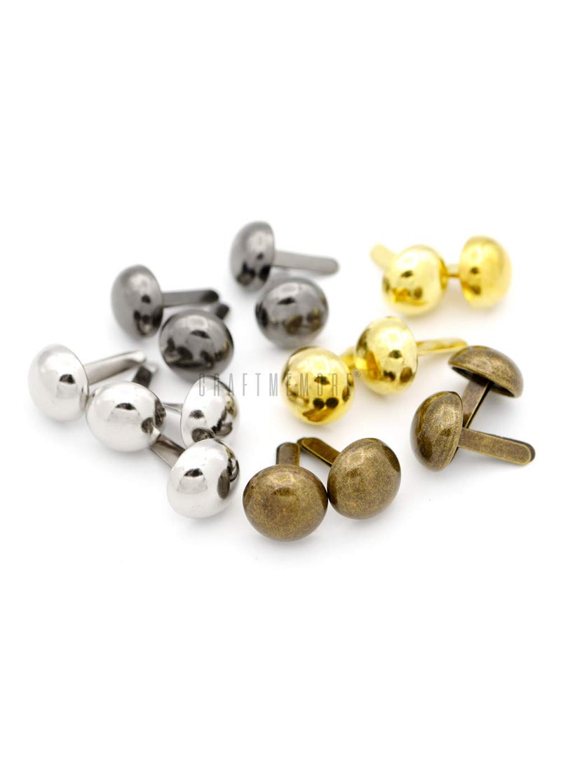 CRAFTMEmore Round Purse Feet Handbag Nailheads Spike Prong Studs 15MM 18MM 20MM 22MM 50 PCS 20 mm 1316 Silver