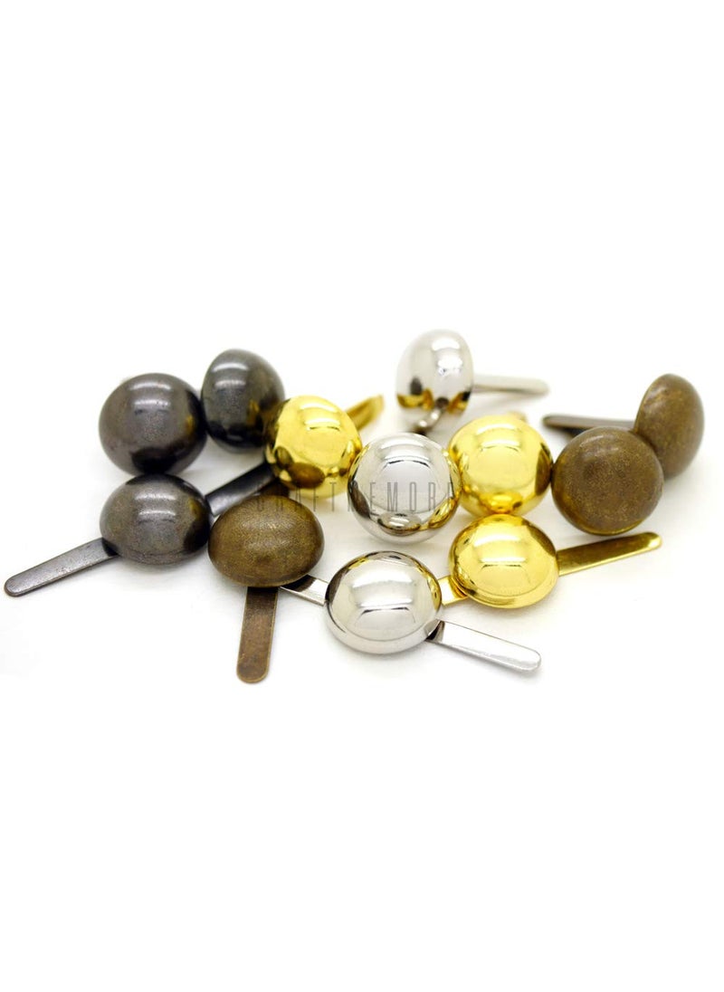 CRAFTMEmore Round Purse Feet Handbag Nailheads Spike Prong Studs 15MM 18MM 20MM 22MM 50 PCS 20 mm 1316 Silver