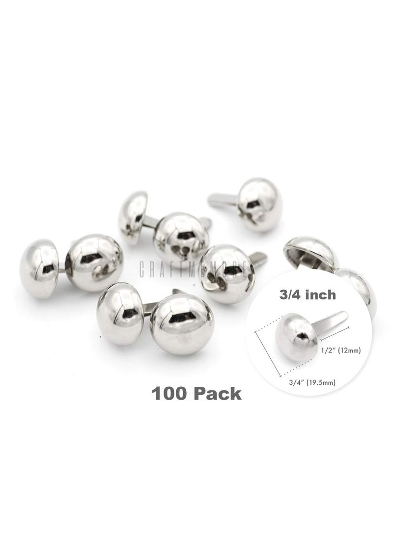 CRAFTMEmore Round Purse Feet Handbag Nailheads Spike Prong Studs 15MM 18MM 20MM 22MM 50 PCS 20 mm 1316 Silver