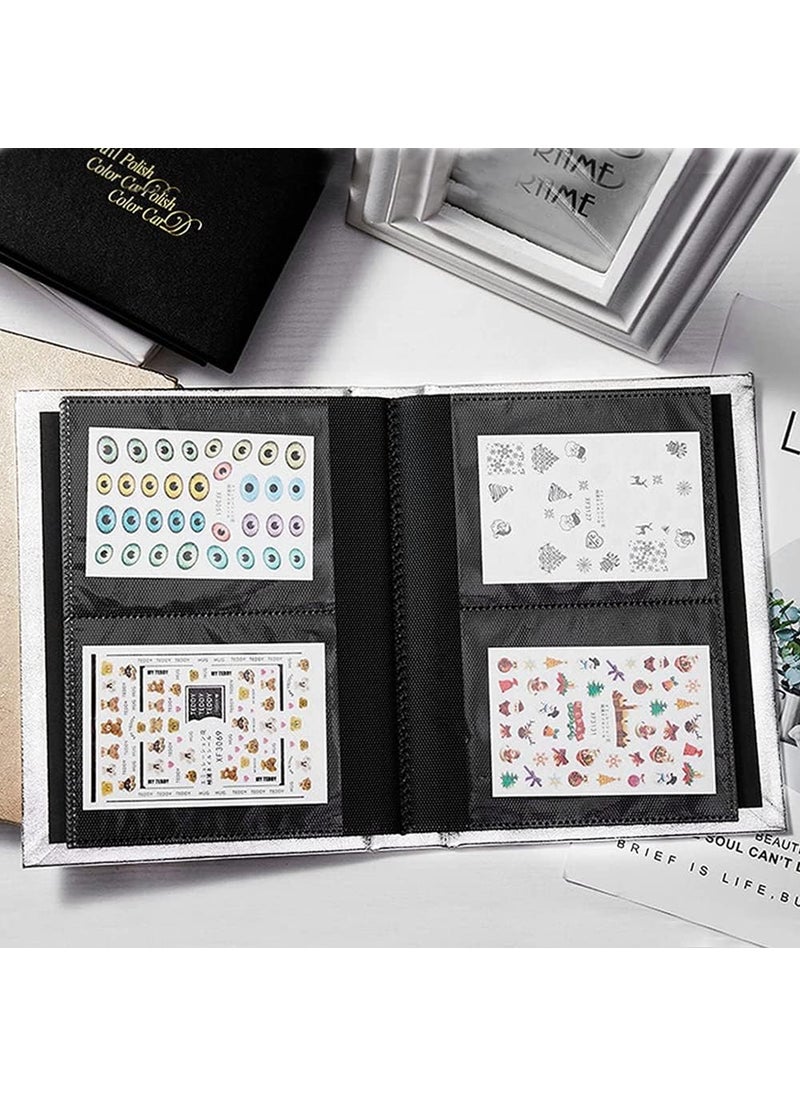 Nail Sticker Display Book - Nail Stickers Storage Albums Nail Sticker Collection Albums Nail Decals Storage Book DIY Nail Art Stickers Holder Decal Collecting Albums(01)
