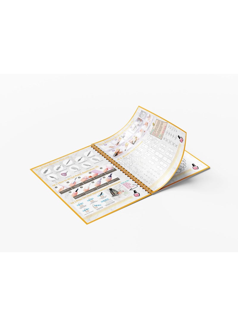 UNIQ Professional Nail Art Practice Book Reusable Nail Art Training for Beginners and Professionals Perfect for Sticker Making Acrylic Finishing and Student Practice 12 page Yellow