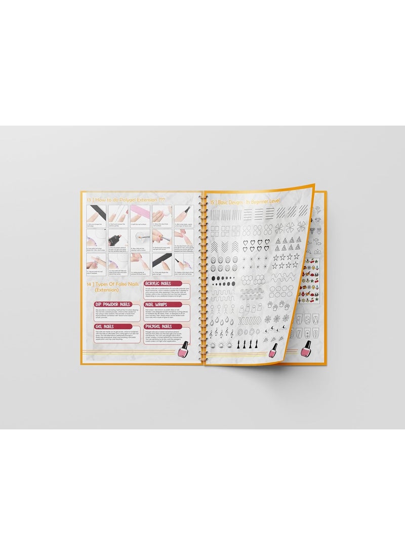 UNIQ Professional Nail Art Practice Book Reusable Nail Art Training for Beginners and Professionals Perfect for Sticker Making Acrylic Finishing and Student Practice 12 page Yellow