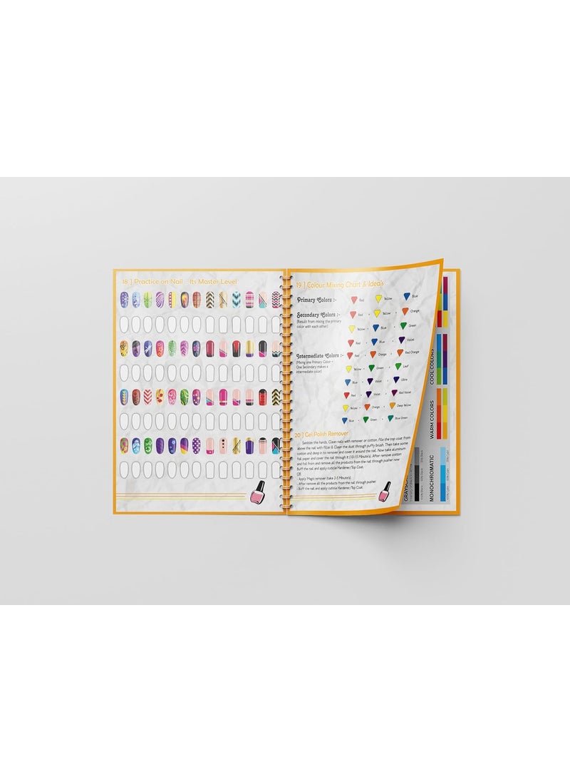 UNIQ Professional Nail Art Practice Book Reusable Nail Art Training for Beginners and Professionals Perfect for Sticker Making Acrylic Finishing and Student Practice 12 page Yellow