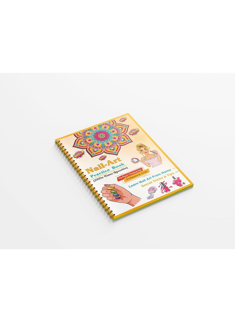 UNIQ Professional Nail Art Practice Book Reusable Nail Art Training for Beginners and Professionals Perfect for Sticker Making Acrylic Finishing and Student Practice 12 page Yellow