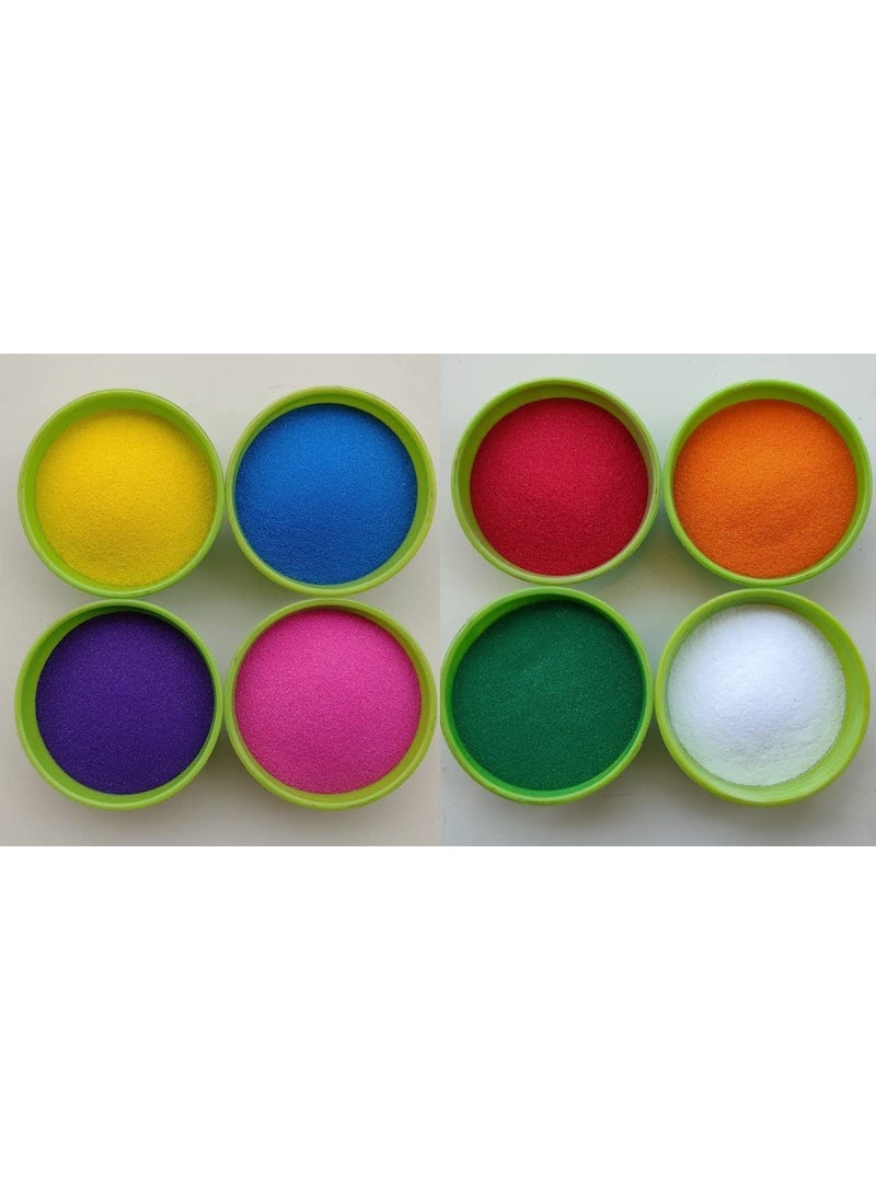 BRIGHT BLOOM Rangoli Powder Colors Special Occasionsfor Rangoli Daily Pooja Needs Temples Set of 8 Different Color 300gm in Each PacketYellowDark BlueSky BluePink Dark GreenRedWhiteOrange