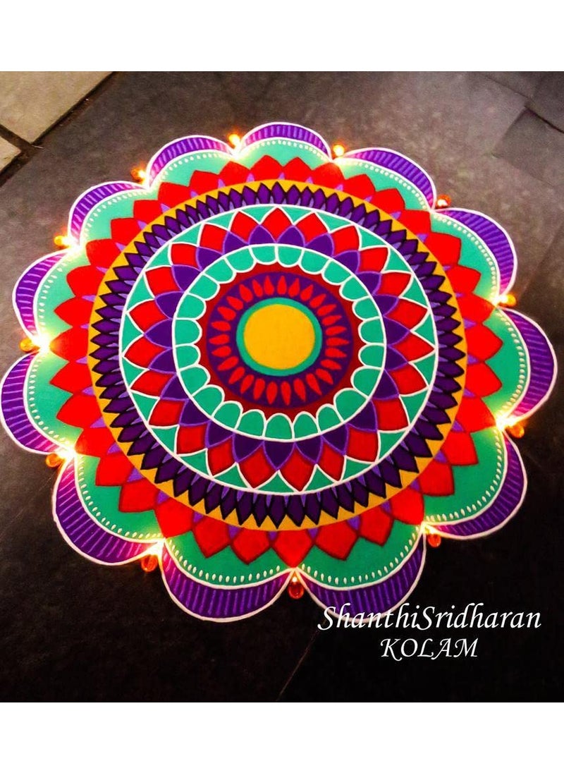 BRIGHT BLOOM Rangoli Powder Colors Special Occasionsfor Rangoli Daily Pooja Needs Temples Set of 8 Different Color 300gm in Each PacketYellowDark BlueSky BluePink Dark GreenRedWhiteOrange
