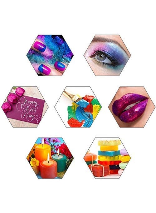 KEDIA MINERALS GLITTER DEEP BLUE BRONZE SATIN GLITTER MAUVE NACARAT and FIREWORK RED Mica Pearl Powder Pigment Each 25 Grams Used for Candle MakingEpoxy