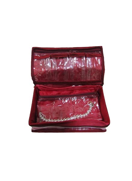 Deepsum Lucknowi Jewellery kit with Pouch Jewellery Organiser For Women Medium Size Red