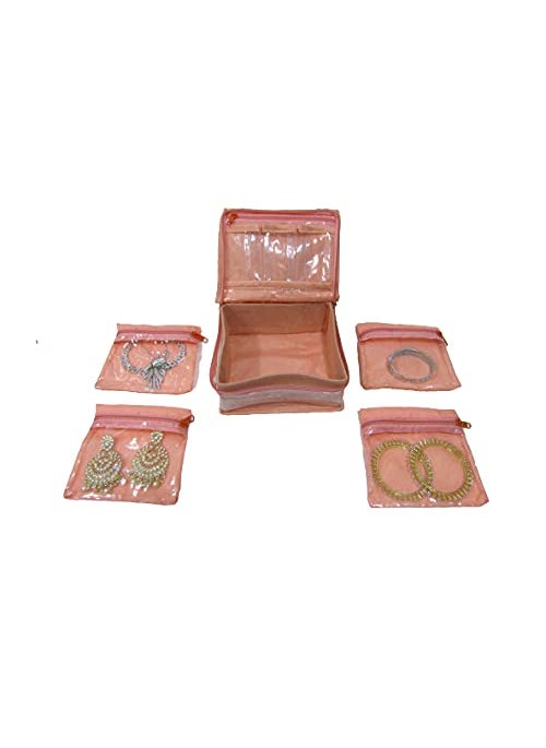 Deepsum Lucknowi Jewellery kit with Pouch Jewellery Organiser For Women Orange
