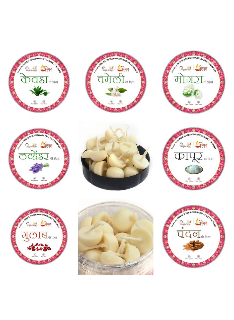 Shree Jogeshwari Deepam Rose Fragrance Wax Free Scented Wicks Soaked in Ghee WicksReadymade Ghee Cotton WicksDiya Batti for Pooja 120 Diya Quantity Gulab