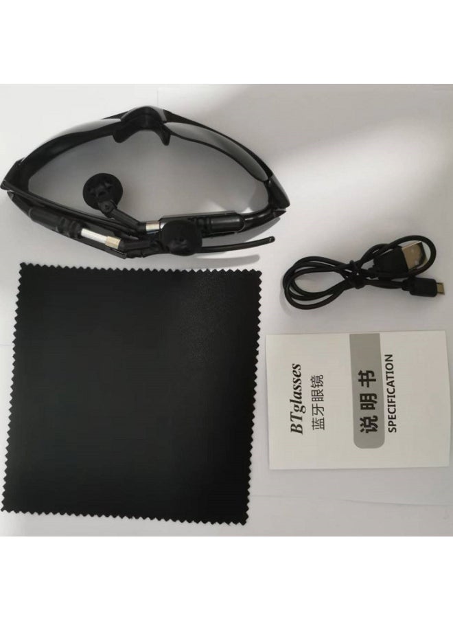 Polarized Sun Bluetooth Glasses Sunglasses Glasses Headset Listening To Music Headset Multifunctional Headset-Color:Black (bare Metal + Wire)