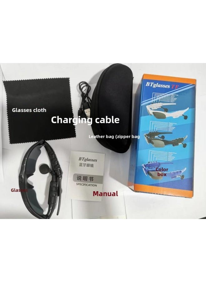 Polarized Sun Bluetooth Glasses Sunglasses Glasses Headset Listening To Music Headset Multifunctional Headset-Color:Black (with Glasses Bag Color Box)