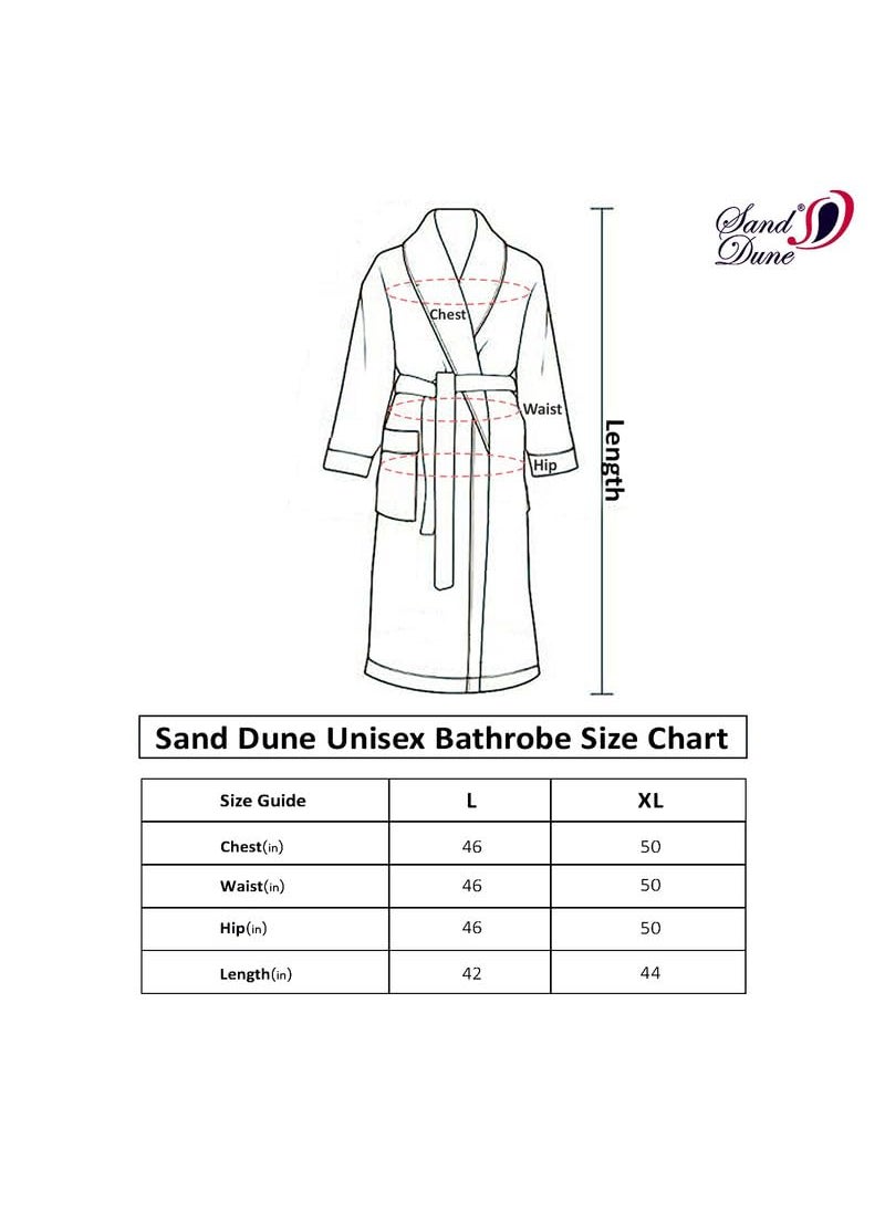 SAND DUNE Mens Terry Cotton Full Sleeve Knee Length Plain Bathrobe Gown with Pocket Waist Belt