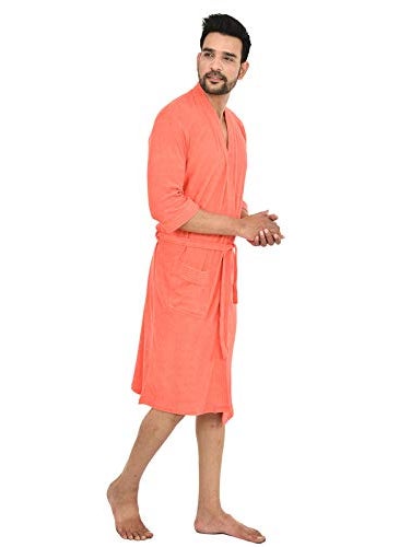 Bhondubagus Terry Cotton Mens BathgownBathrobe_Peach