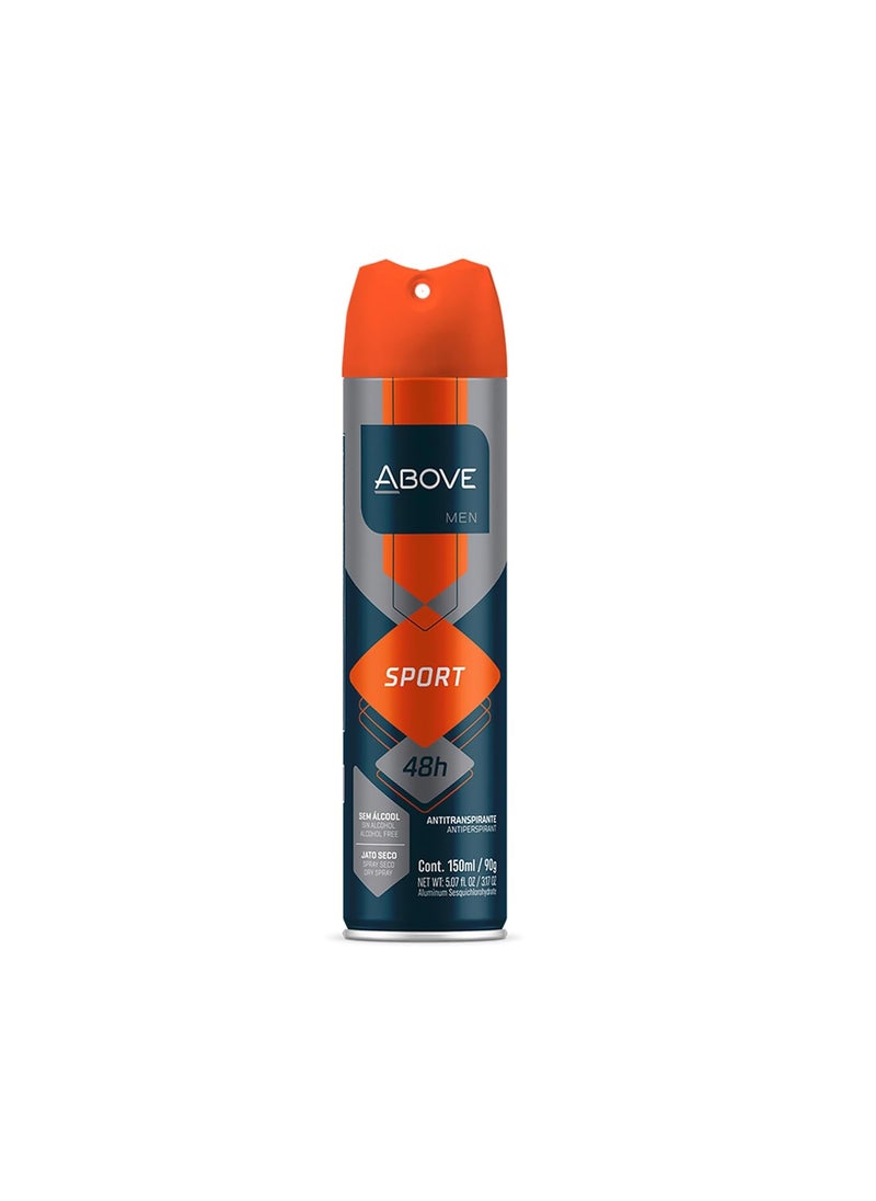 ABOVE 48 Hours Antiperspirant Deodorant, Sport, 3.17 oz - Dry Spray Deodorant for Men - Floral Scent - Antiperspirant Spray - No Stain - Cruelty-Free