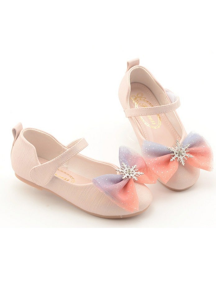 Girls Sandals Delicate Bowknot Closed Toe Flat Shoes for Little Girls Pink