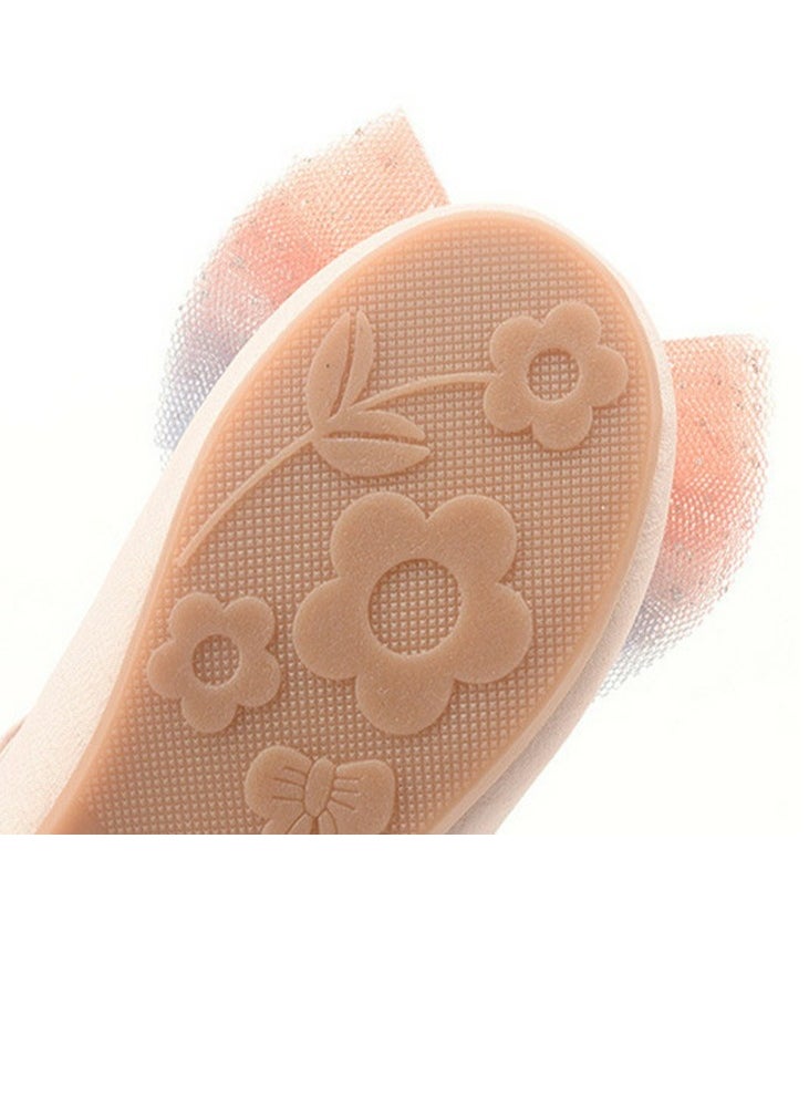 Girls Sandals Delicate Bowknot Closed Toe Flat Shoes for Little Girls Pink