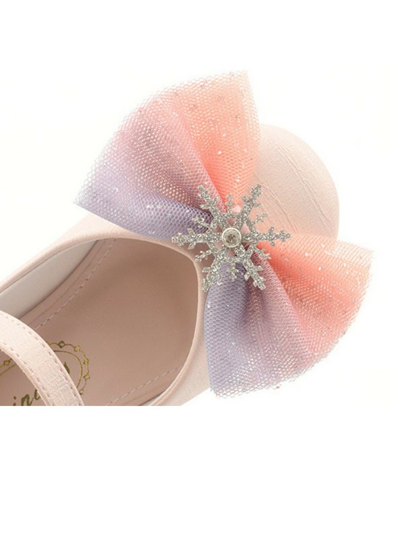 Girls Sandals Delicate Bowknot Closed Toe Flat Shoes for Little Girls Pink