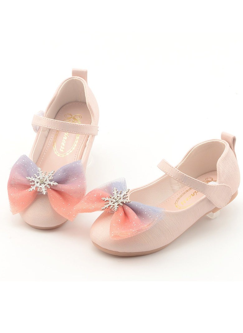Girls Sandals Delicate Bowknot Closed Toe Flat Shoes for Little Girls Pink