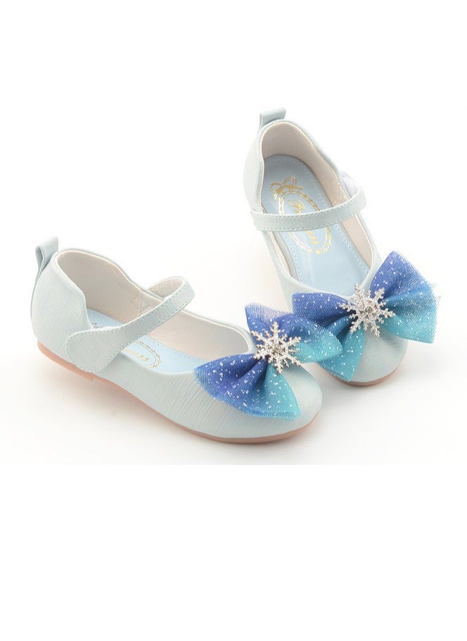 Girls Sandals Delicate Bowknot Closed Toe Flat Shoes for Little Girls Blue