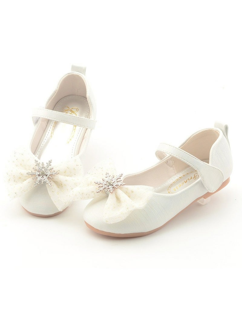 Girls Sandals Delicate Bowknot Closed Toe Flat Shoes for Little Girls White