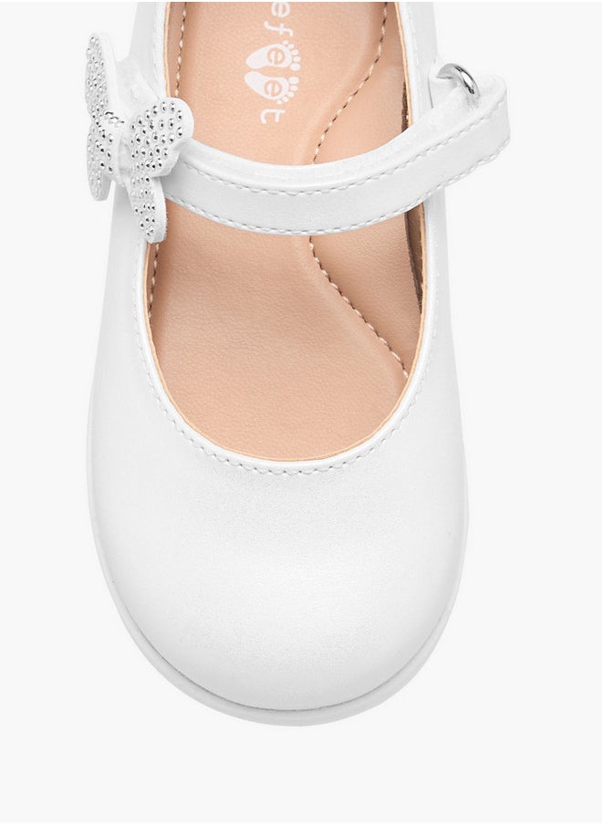 Girls Butterfly Accent Mary Jane Shoes with Hook and Loop Closure
