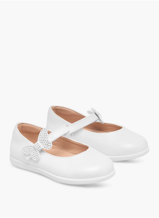 Girls Butterfly Accent Mary Jane Shoes with Hook and Loop Closure
